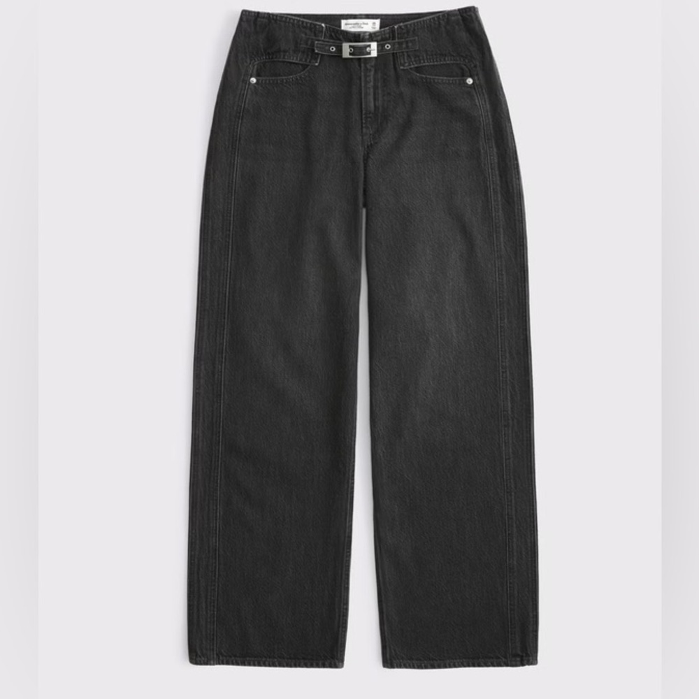 Abercrombie Curve Love Low Rise Ultra Loose Jean - Size 28 - Black W Mini Belt